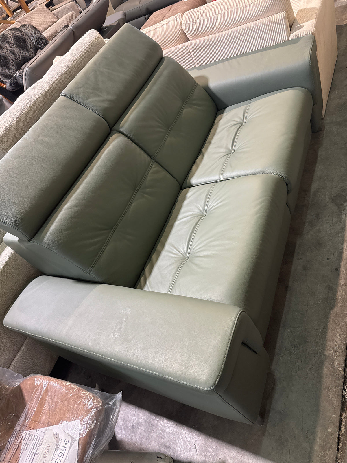 Stressless, Двуместен зелен диван от естествена кожа