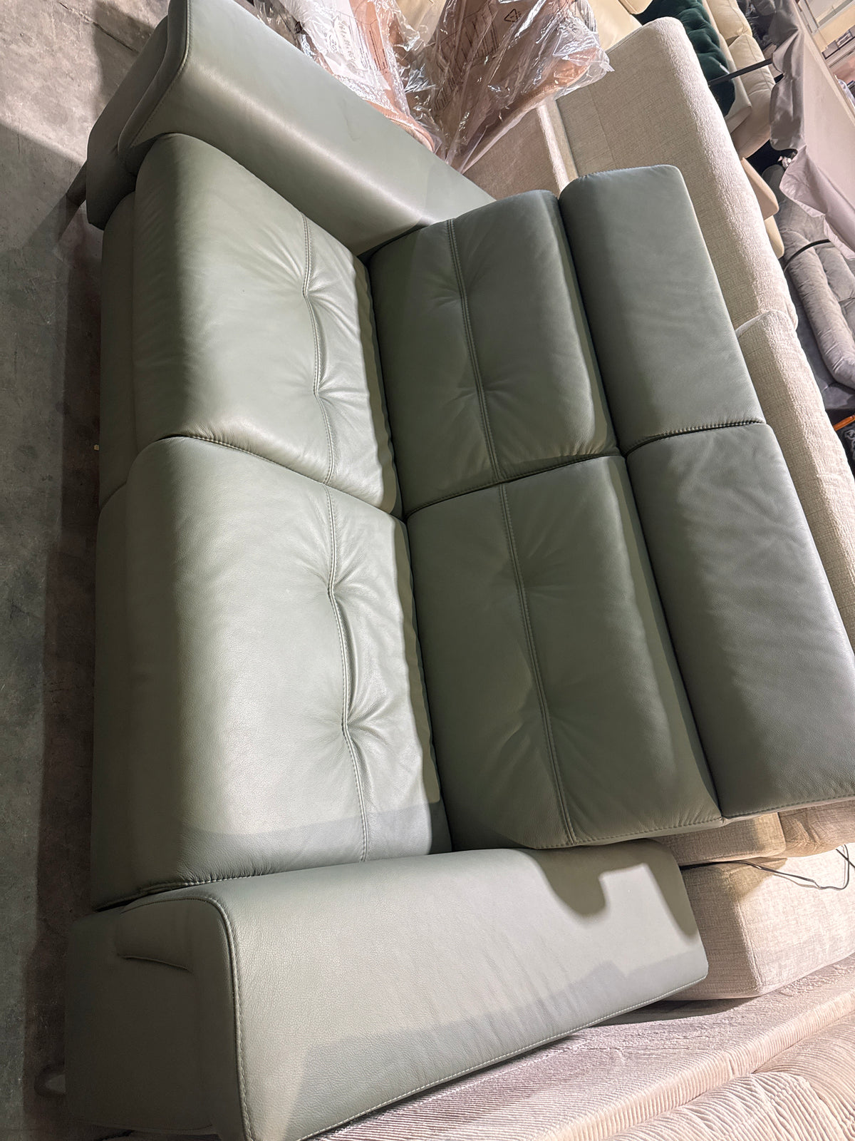 Stressless, Двуместен зелен диван от естествена кожа